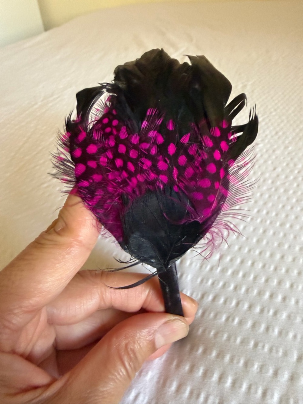 Women’s Black & Magenta Feather Headband with Zipper Rose Accent - Picture 2 of 8